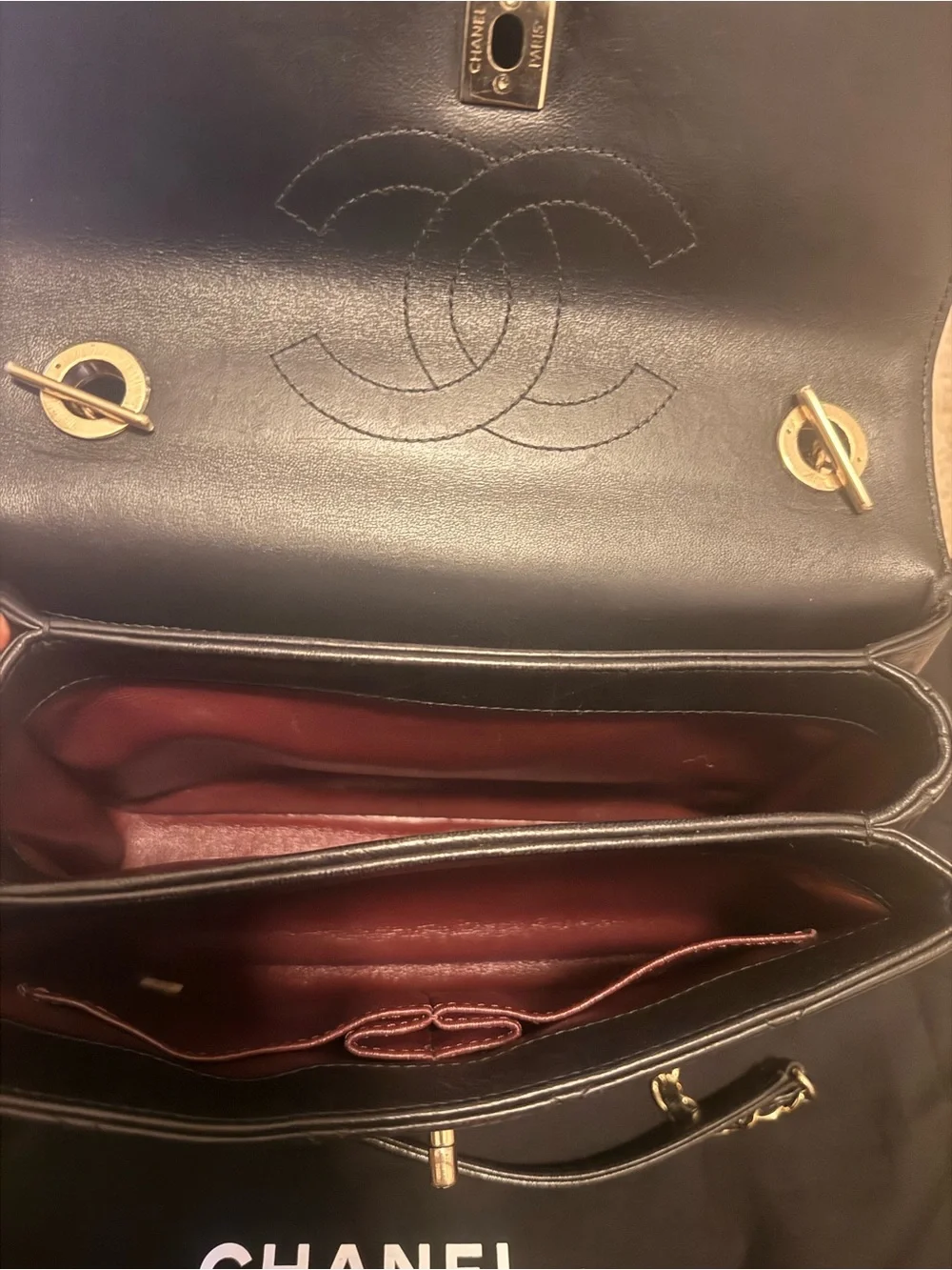 New CHANEL Black Quilted Leather Mini Top Handle Bag with Gold Hardware